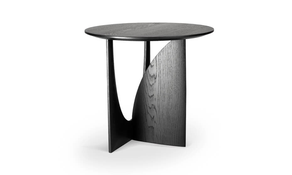 Oak Geometric Side Table Black