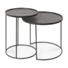 Ethnicraft tray side tables with sleek black frames – sold as a nesting set for flexible living room styling