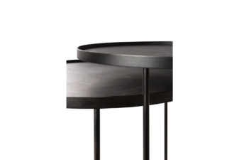 Versatile Ethnicraft nesting coffee and side table set in black wood – minimalist living room furniture NZ