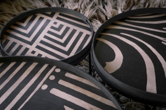 Alternative view of Ethnicraft Graphite Chevron Wooden Tray Small