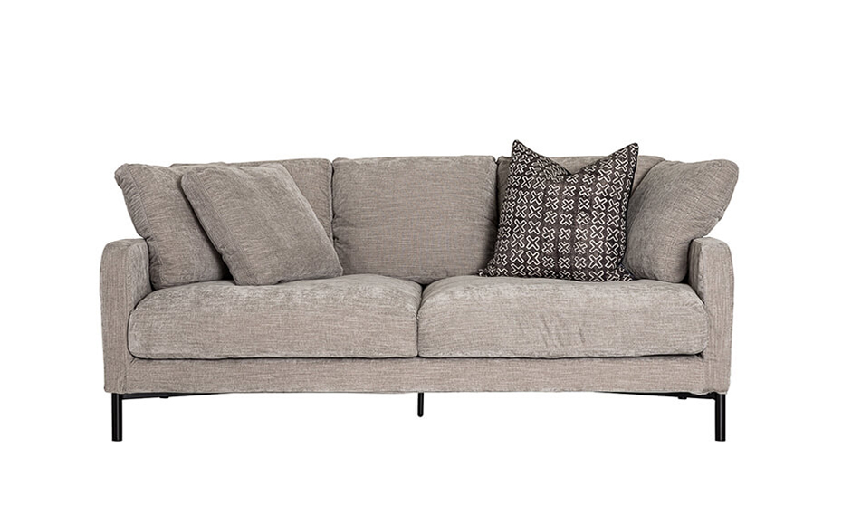 Manhattan 2.5 Seater Sofa Light Grey front view with cushions
