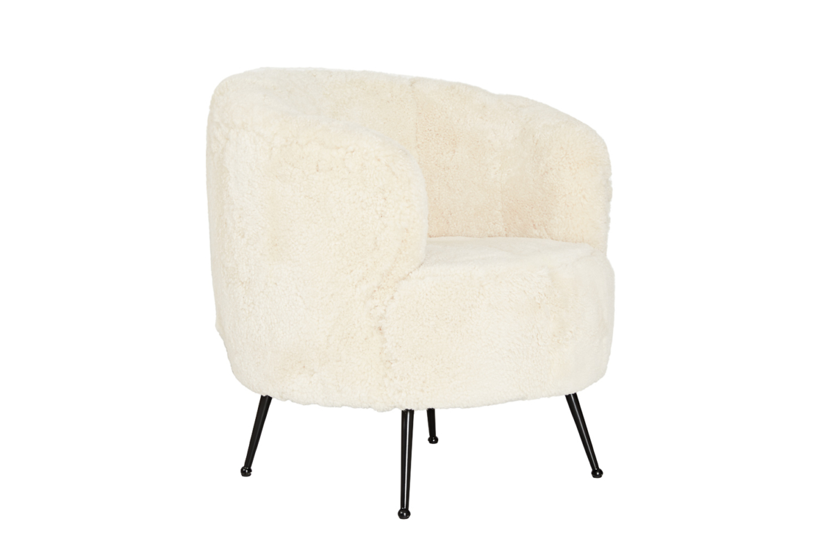 Sheepskin Chair NZ Long Wool Cream Occasional Chair Cuchi Furniture