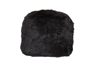 NZ Long Wool Sheepskin Ottoman Square - Black
