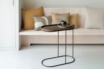 Oval decorative tray side table with black frame from Cuchi NZ, modern furniture Auckland and luxury home accessories