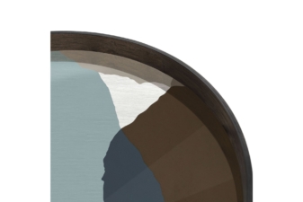 Close-up of round decorative tray with abstract colour design from Cuchi NZ, modern home accessories and furniture Auckland.