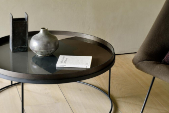 Alternative view of Ethnicraft Combined Dots Glass Tray Graphite XL