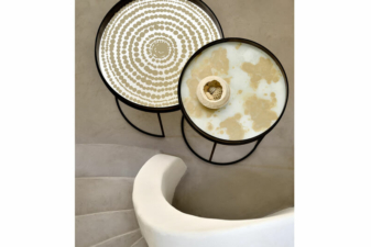 Alternative view of Ethnicraft Mist Gold Organic Glass Tray Small