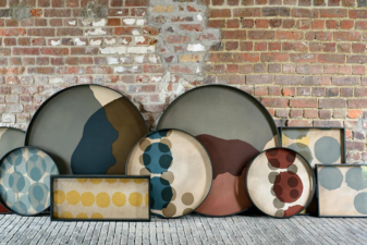 Alternative view of Ethnicraft Slate Layered Dots Glass Tray Large