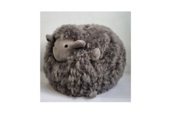 Alternative view of Shearling Lamb Round Cushion - Smoke Grey