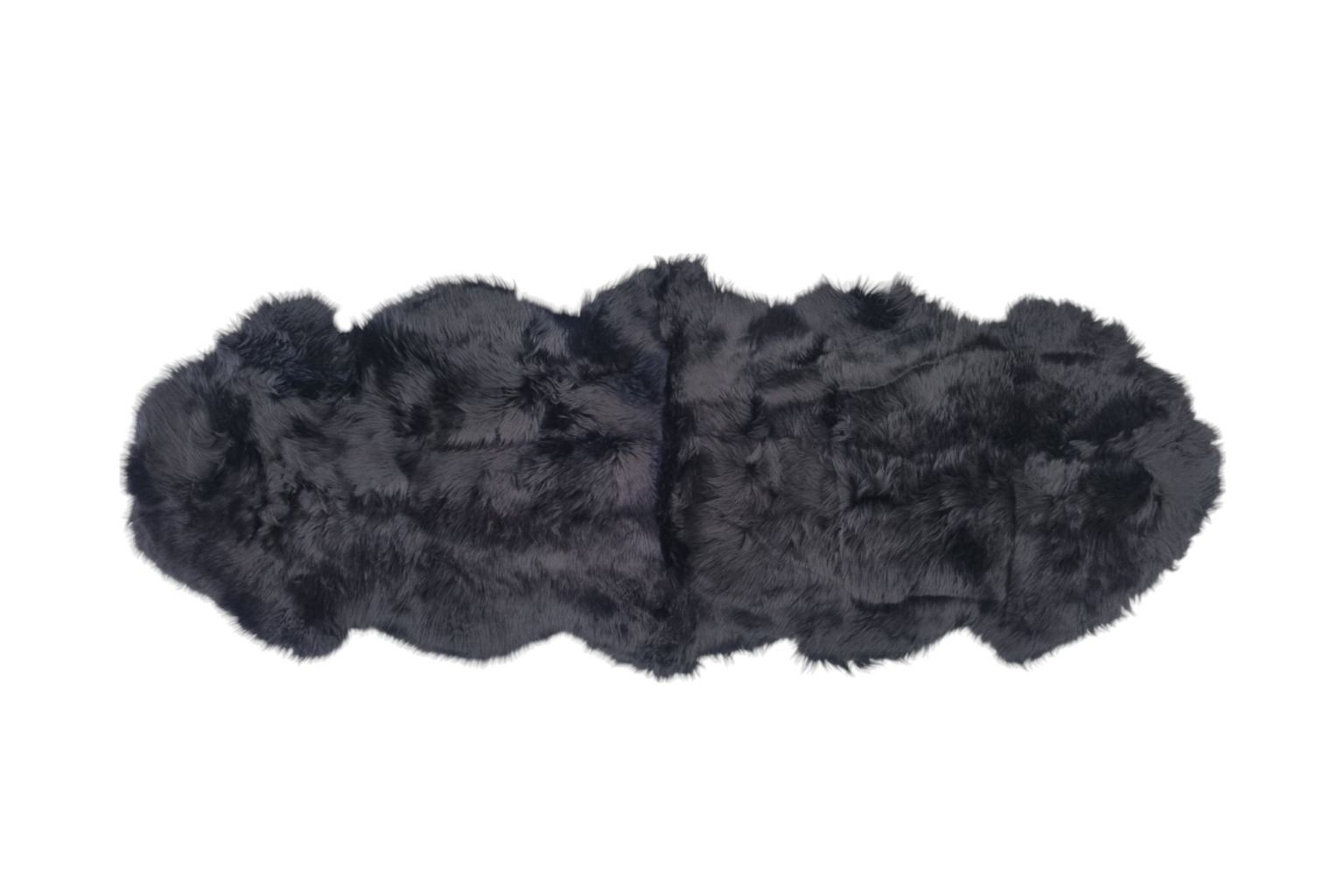 NZ Long Wool Double Sheepskin Black Wool & Leather Cuchi