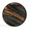 Round decorative tray with black and bronze marbled design from Cuchi NZ, luxury home accessories and modern furniture Auckland.
