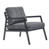 Black frame outdoor chair with dark grey cushions from Cuchi NZ, modern furniture Auckland.