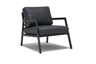 Sketch Nysse chair in black oak with Alabama Armour fabric – Scandinavian lounge armchair NZ