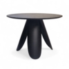 Modern round black wood table with artistic petal-shaped base legs.modern furniture from furniture store cuchi nz